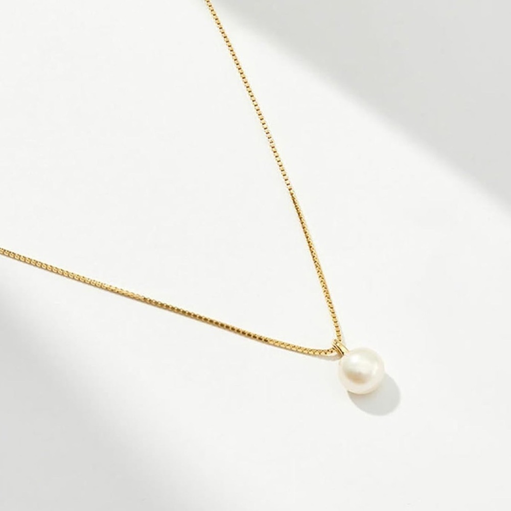 Gold Plated 925 Sterling Silver Freshwater Pearl Pendant Necklace